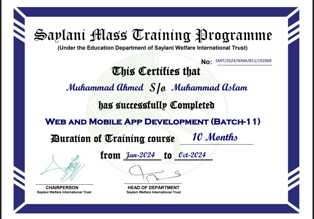 Full Stack Web Development Certificate